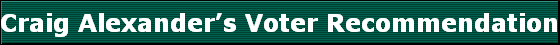 Craig Alexander's Voter Recommendations